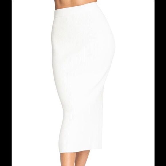 Good American rib midi  Pencil skirt in white size S and M, NWT - Picture 1 of 9